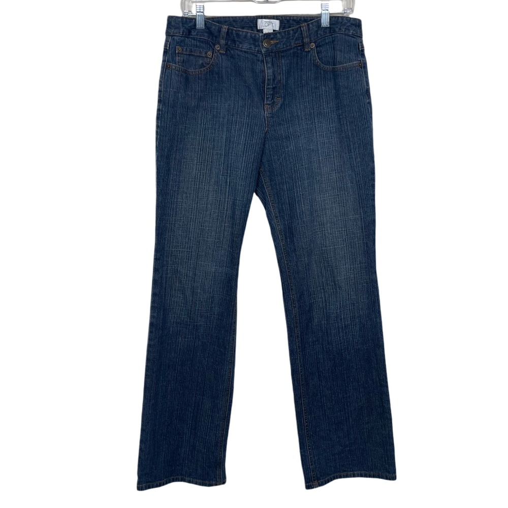 Vtg Ann‎ Taylor Loft Boot Leg Jeans Womens 8 Low Rise Y2K Pin Striping